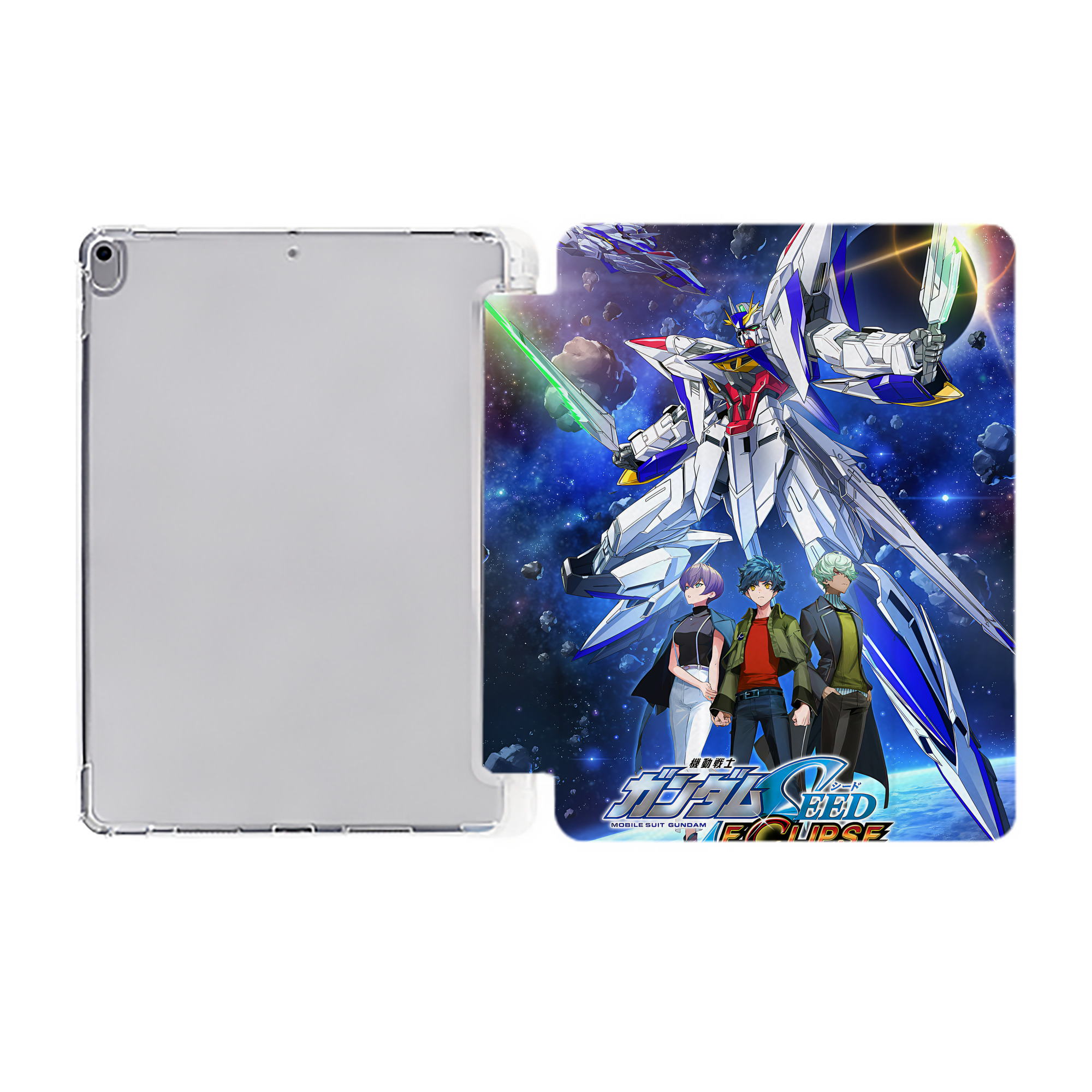 （画像用） 機動戦士ガンダム Mobile Suit Gundam IPad ケース ペン収納付き 三つ折りスタンド PUレザー×シリコン 対応機種9.5/10.5/10.9インチ